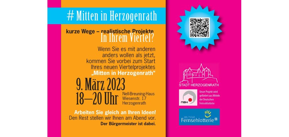 Flyer zur Auftaktveranstaltung für Quartiersprojekt "Mitten in Herzogenrath"